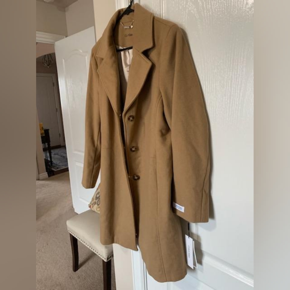 Calvin Klein Womens Classic Cashmere Wool Blend Coat